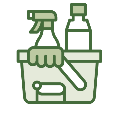 An icon showing a bucket of cleaning supplies