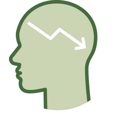 An illustration of a head with a zigzag arrow in it